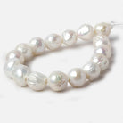 11-13mm Off White Baroque Large Hole pearls 8 inch 14 pieces - Beadsofcambay.com