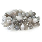 11-13mm Platinum Gray Moonstone Faceted Tear Drop Beads 8 inch 61 pieces - Beadsofcambay.com