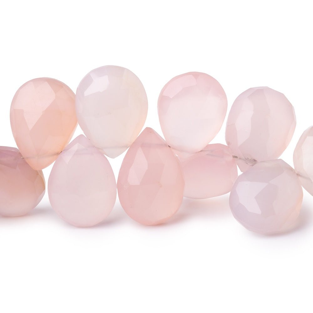 11-13mm Rose Pink Chalcedony Faceted Pear Beads 8 inch 38 pieces - Beadsofcambay.com