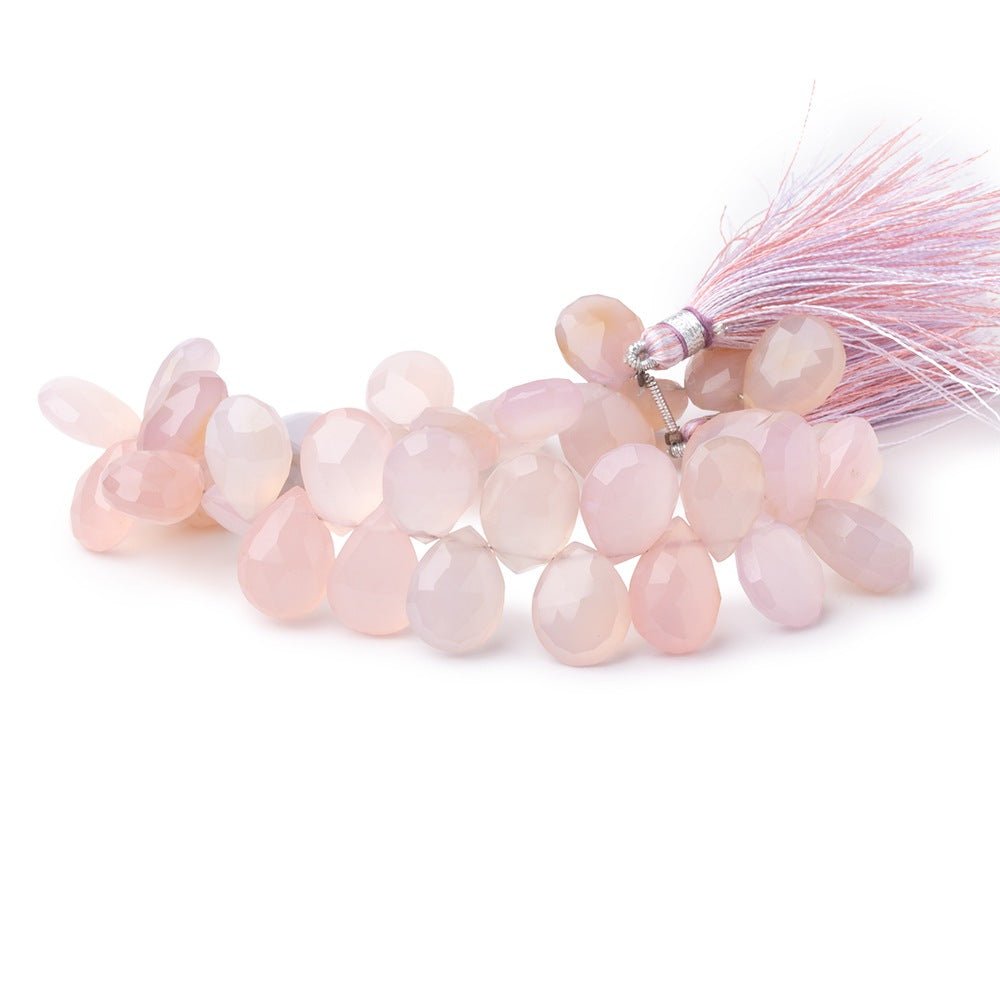 11-13mm Rose Pink Chalcedony Faceted Pear Beads 8 inch 38 pieces - Beadsofcambay.com