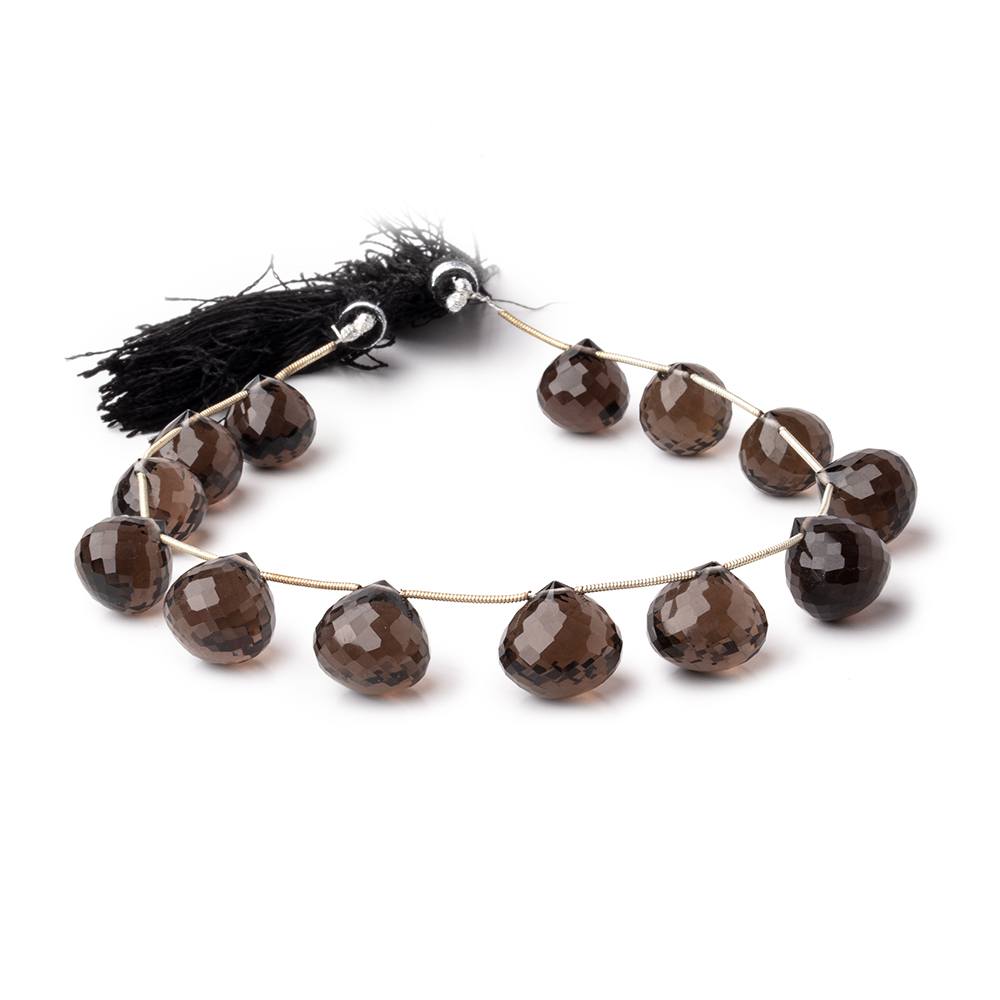 11-13mm Smoky Quartz Faceted Candy Kiss Beads 8 inch 13 pieces - Beadsofcambay.com