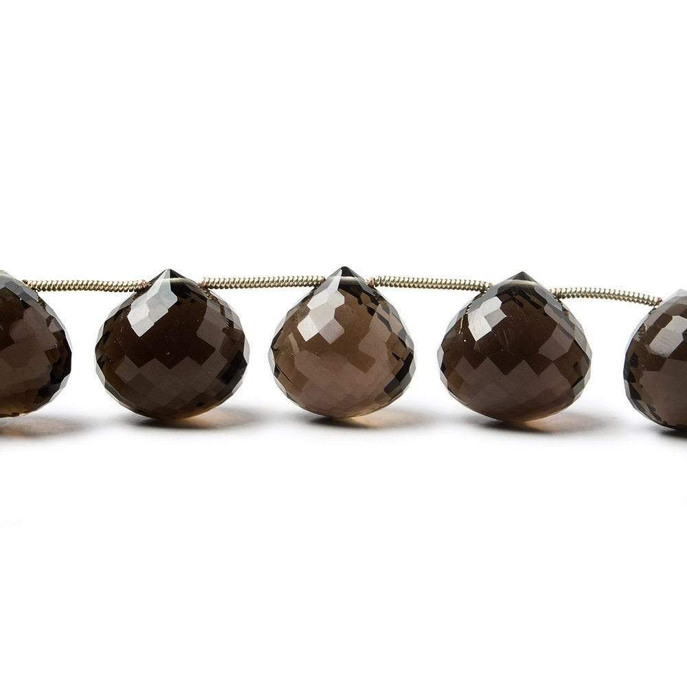 11-13mm Smoky Quartz Faceted Candy Kiss Beads 8 inch 15 beads - Beadsofcambay.com