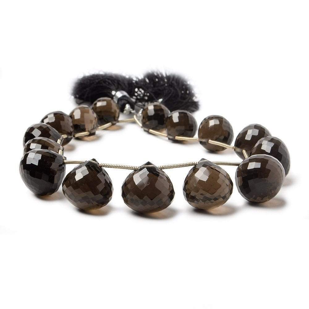 11-13mm Smoky Quartz Faceted Candy Kiss Beads 8 inch 15 beads - Beadsofcambay.com