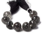 11-13mm Tourmalinated Quartz Large Hole concave faceted rondelles 4.5 inch 8 beads - Beadsofcambay.com