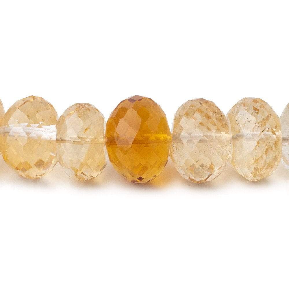 11-14.5mm Citrine Faceted Rondelle Beads 16 inch 53 pieces - Beadsofcambay.com