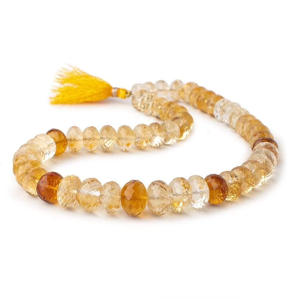 11-14.5mm Citrine Faceted Rondelle Beads 16 inch 53 pieces - Beadsofcambay.com