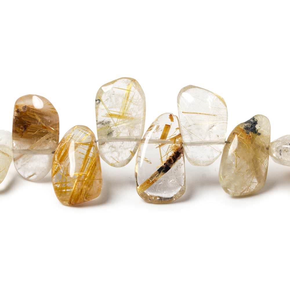 11 - 14mm Golden Rutilated Quartz Plain Freeform Beads 8 inch 33 pieces - Beadsofcambay.com