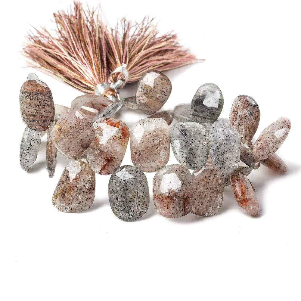 11 - 14mm Moss Quartz Faceted Freeshape Beads 8 inch 32 pieces - Beadsofcambay.com