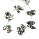 11-14mm Moss Quartz Faceted Pear Shoulder Drilled 7.5 inch 23 pieces - Beadsofcambay.com