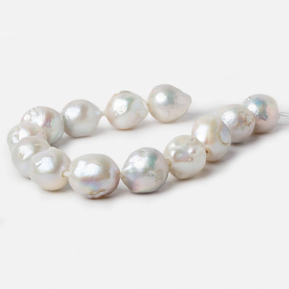 11-14mm Off White Baroque Large Hole pearls 8 inch 13 pieces - Beadsofcambay.com