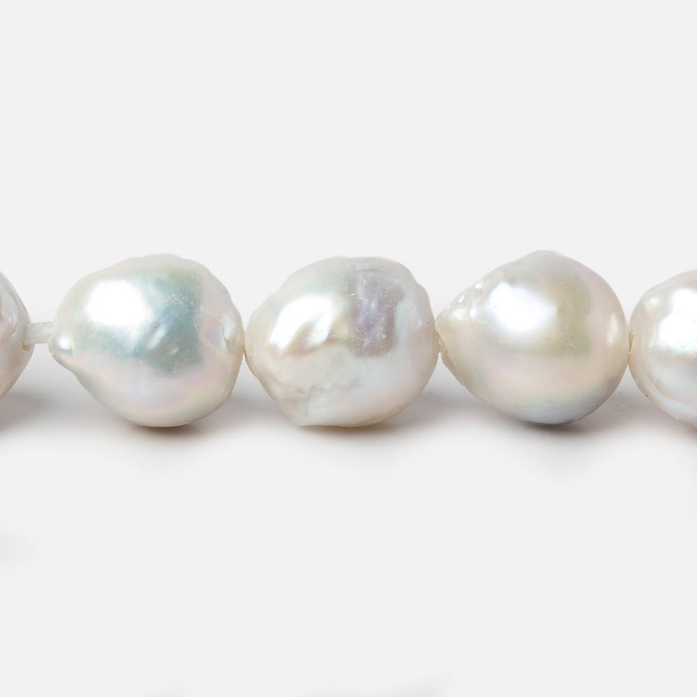 11-14mm Off White Baroque Large Hole pearls 8 inch 13 pieces - Beadsofcambay.com