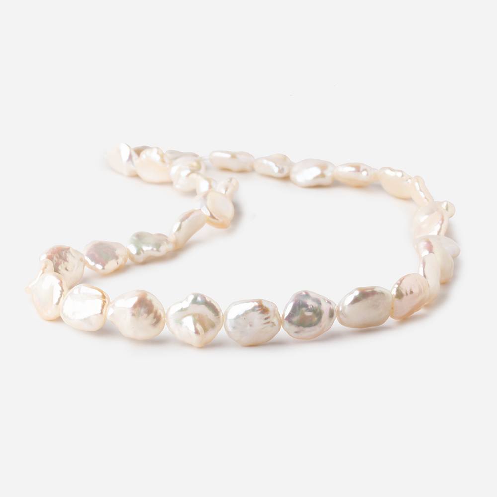 11-14mm Pale Peach Straight Drilled Keshi Freshwater Pearls 16 inch 32 pieces - Beadsofcambay.com