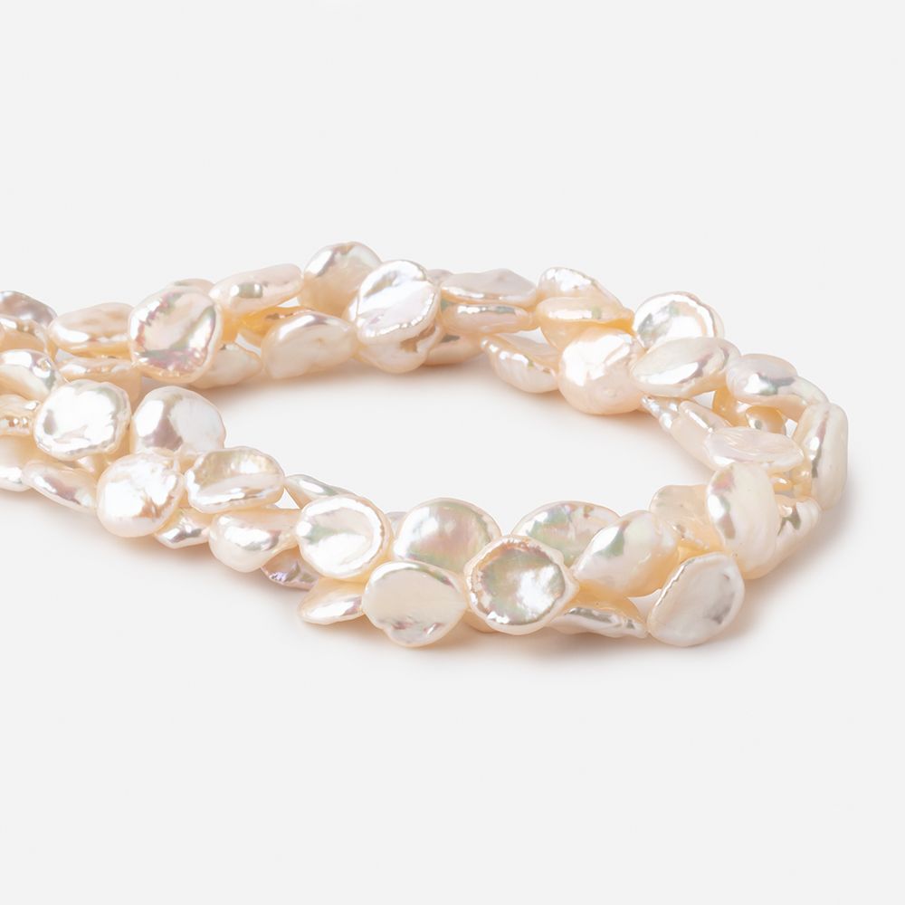 11-14mm Pale Peach Straight Drilled Keshi Freshwater Pearls 16 inch 32 pieces - Beadsofcambay.com