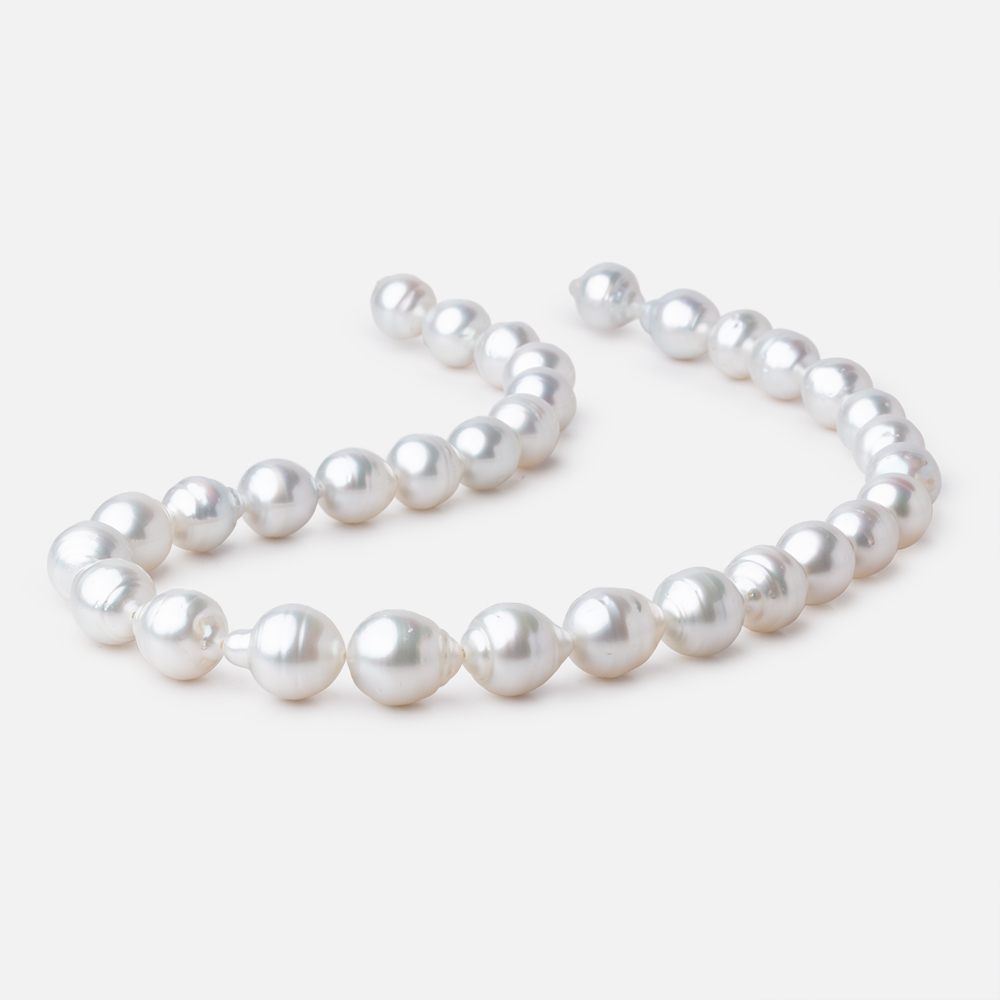 11-14mm White South Sea Saltwater Pearls 16 inch 32 Beads AA - Beadsofcambay.com