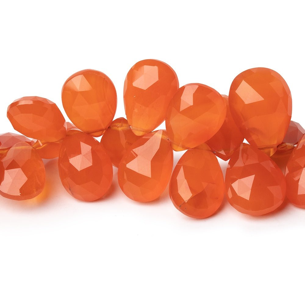 11-15mm Carnelian Faceted Pear Beads 7.5 inch 50 pieces - Beadsofcambay.com