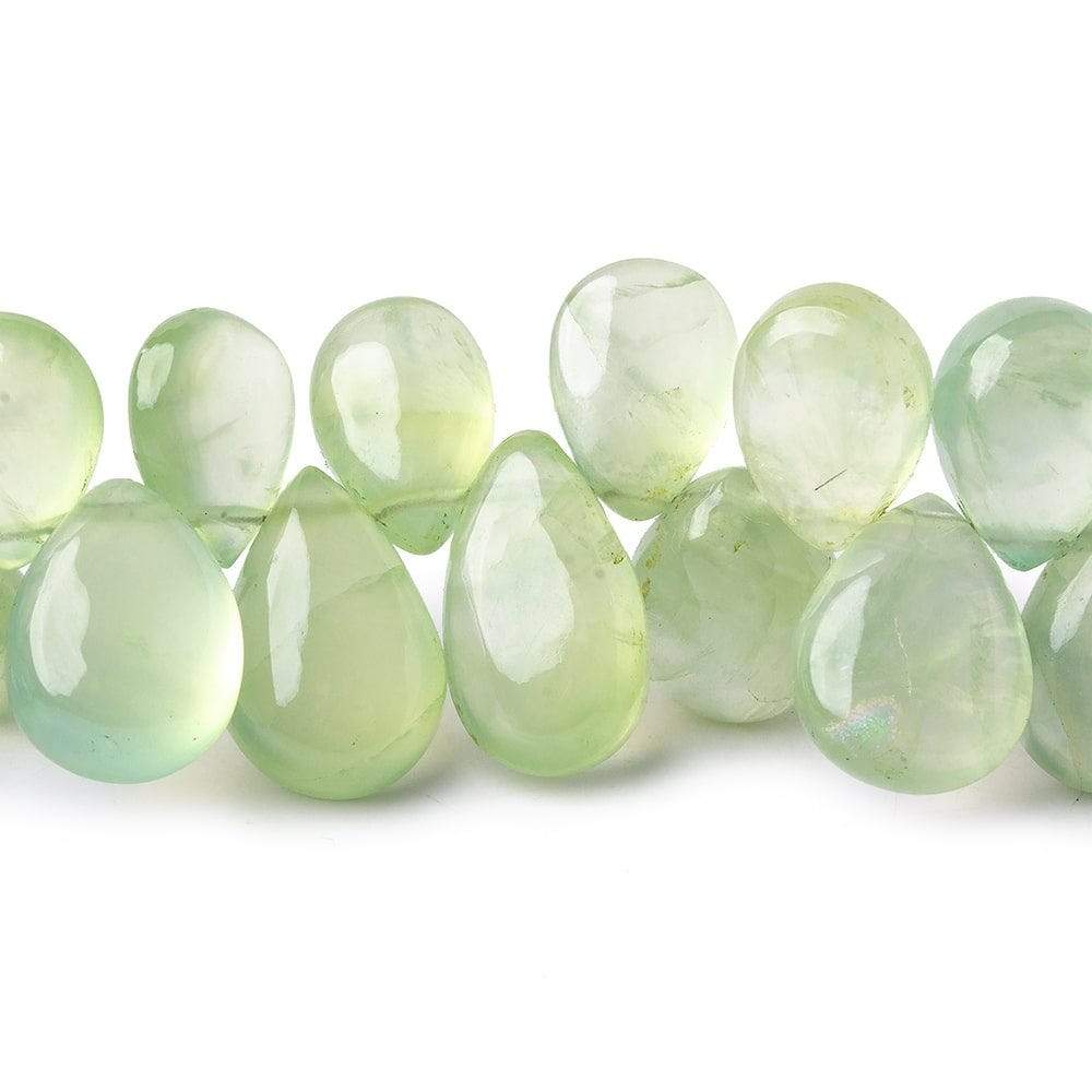 11-15mm Green Prehnite Plain Pear Beads 8 inch 40 pieces - Beadsofcambay.com