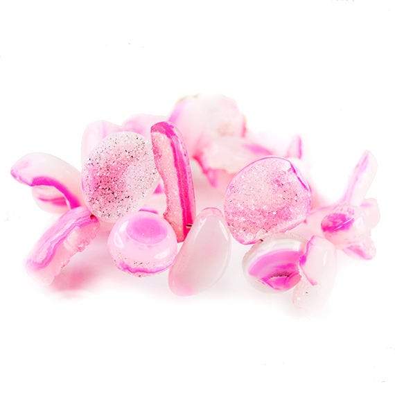 11 - 15mm Hibiscus Pink Agate Petite Drusy Free Form Beads 27 pieces - Beadsofcambay.com