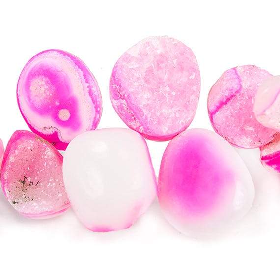 11 - 15mm Hibiscus Pink Agate Petite Drusy Free Form Beads 27 pieces - Beadsofcambay.com