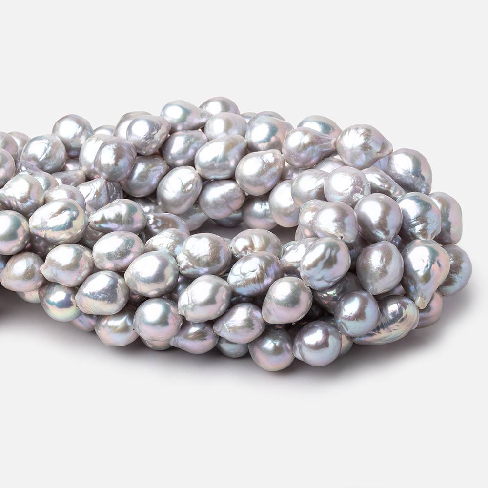 11-15mm Silver Ultra Baroque Freshwater Pearls 15.5 inch 25 Beads AA - Beadsofcambay.com