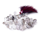 11-16mm Moss Amethyst & Tourmalinated Quartz Faceted Pears 7.5 inch 47 pcs - Beadsofcambay.com