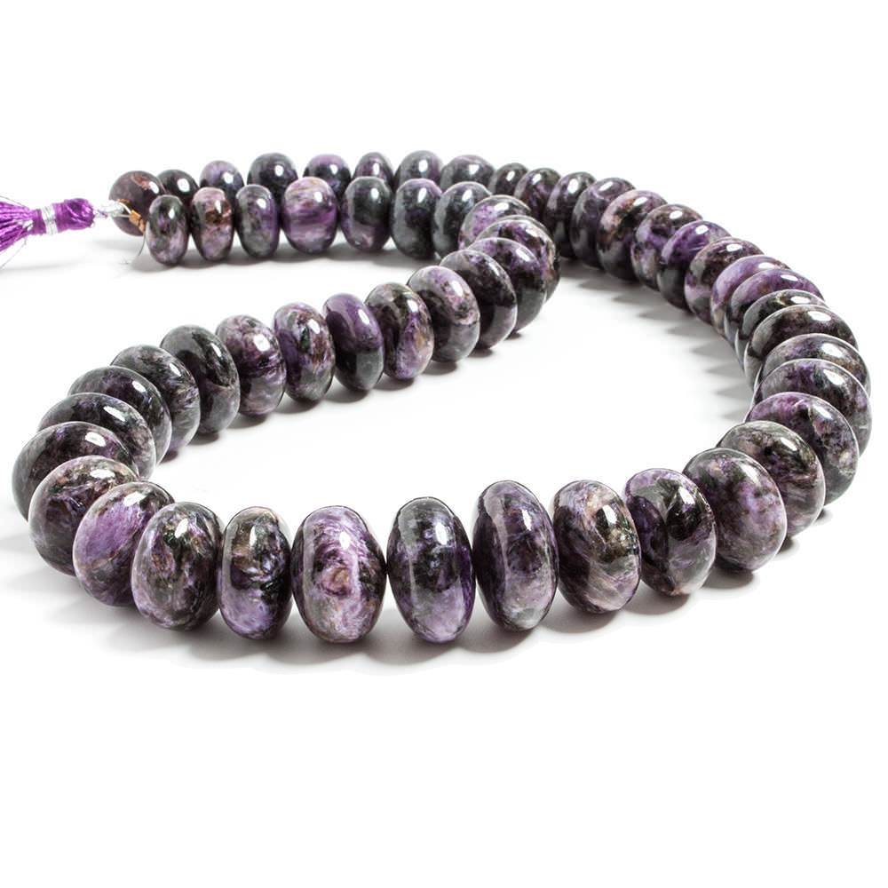 11-17mm Charoite plain rondelle beads 18 inches 56 pieces - Beadsofcambay.com