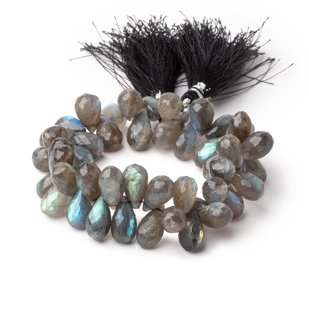 11-17mm Labradorite Faceted Tear Drop Beads 8 inch 48 pieces - Beadsofcambay.com