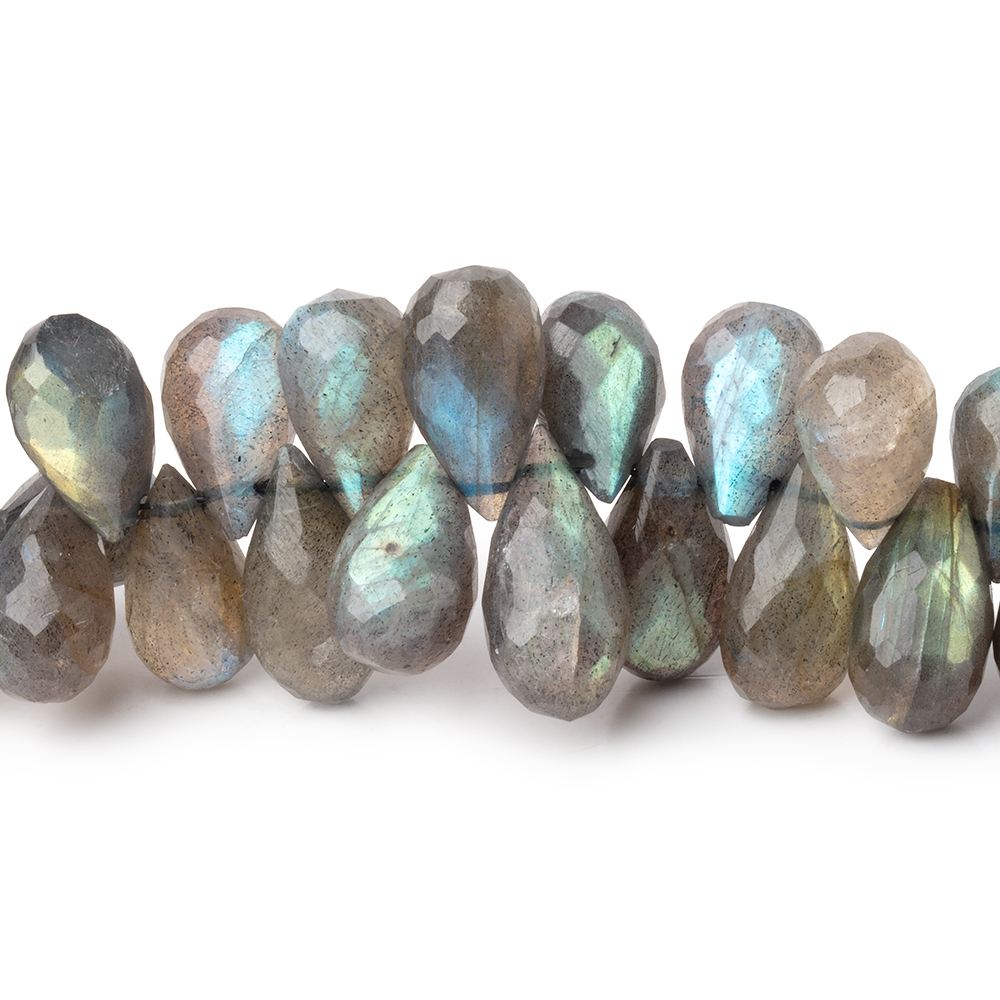11-17mm Labradorite Faceted Tear Drop Beads 8 inch 48 pieces - Beadsofcambay.com