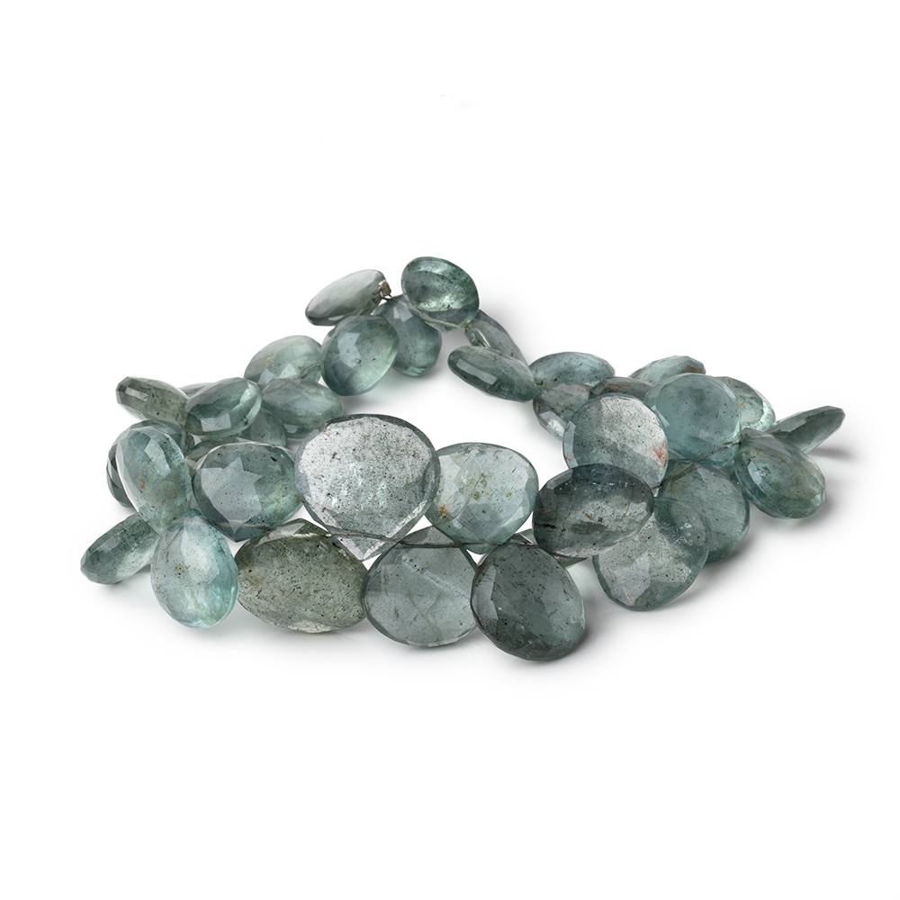 11-17mm Moss Aquamarine Faceted Heart Beads 9 inch 39 pieces - Beadsofcambay.com