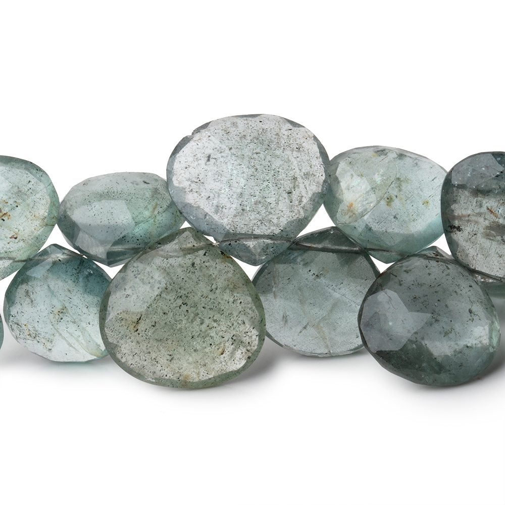 11-17mm Moss Aquamarine Faceted Heart Beads 9 inch 39 pieces - Beadsofcambay.com