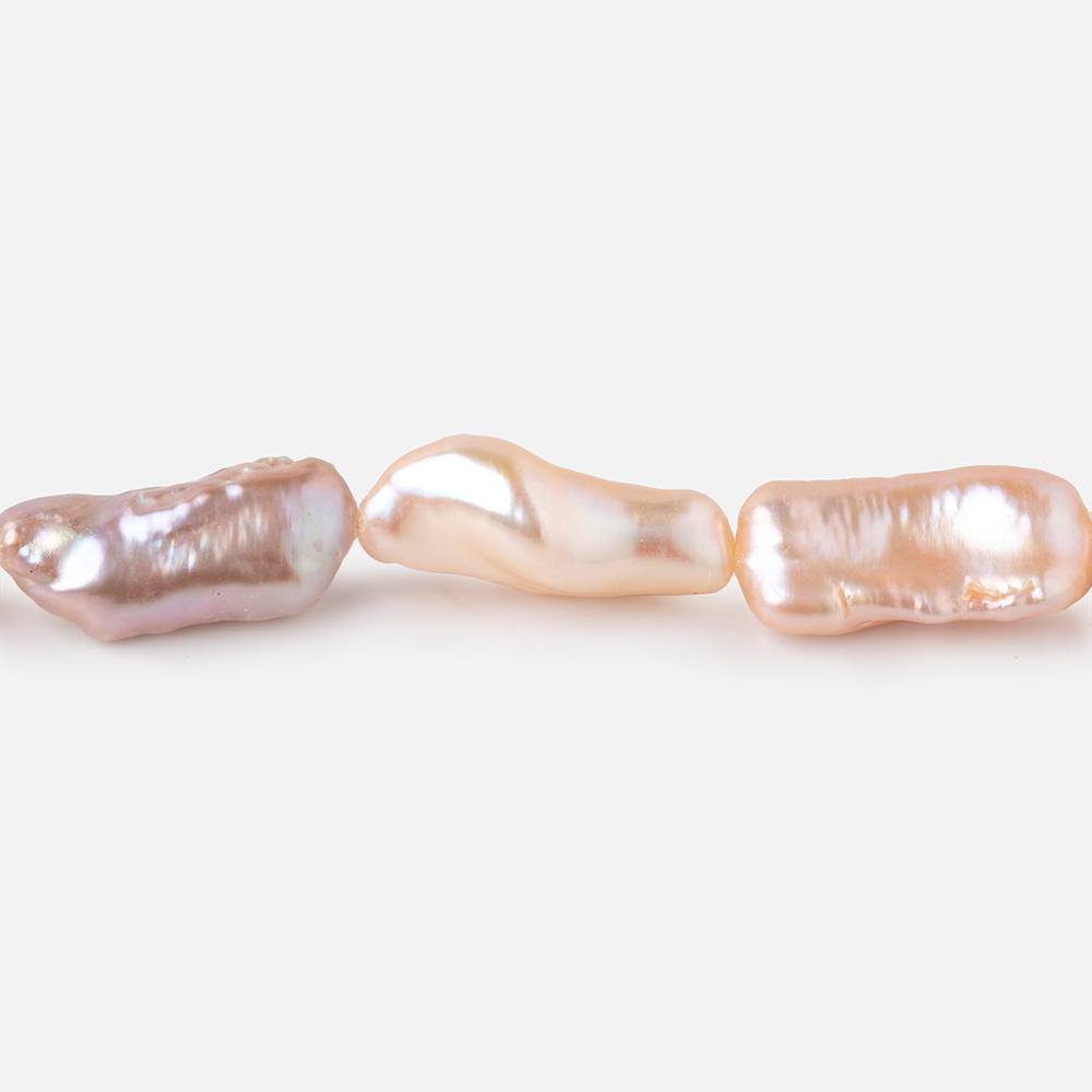 11-18mm Peach Straight Drill Biwa Freshwater Pearls 16 inch 27 Beads - Beadsofcambay.com