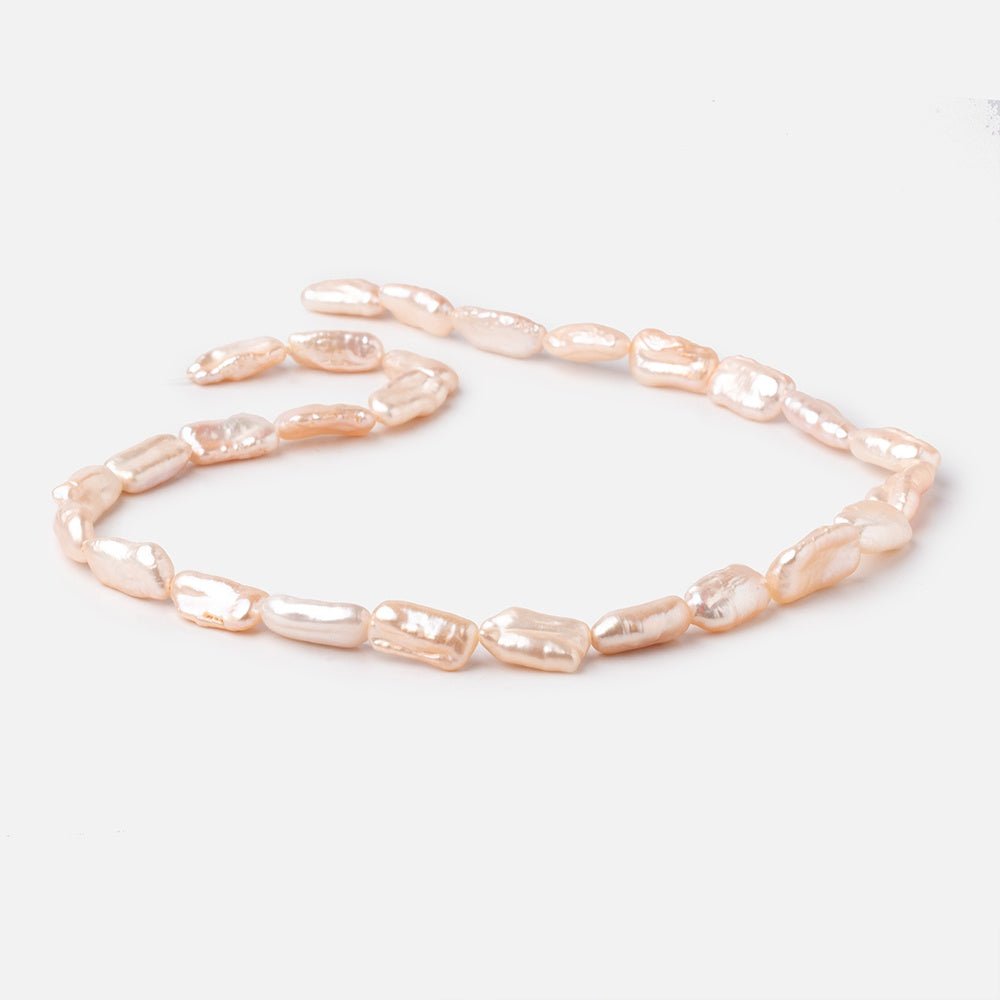 11-18mm Peach Straight Drill Biwa Freshwater Pearls 16 inch 27 Beads - Beadsofcambay.com