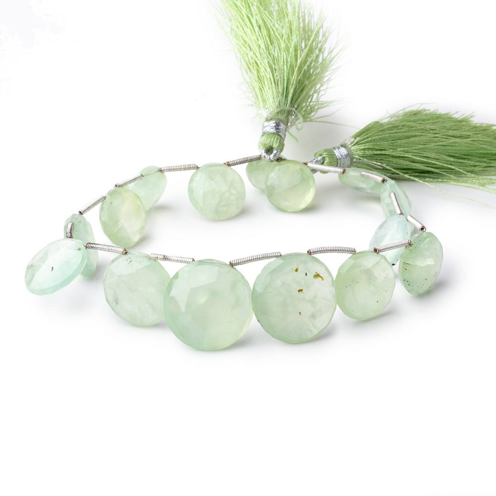 11-18mm Prehnite Top Drill Faceted Coin Beads 8.5 inch 15 pieces - Beadsofcambay.com