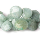 11-19mm Milky Aquamarine Faceted Heart Beads 7 inch 31 pieces - Beadsofcambay.com