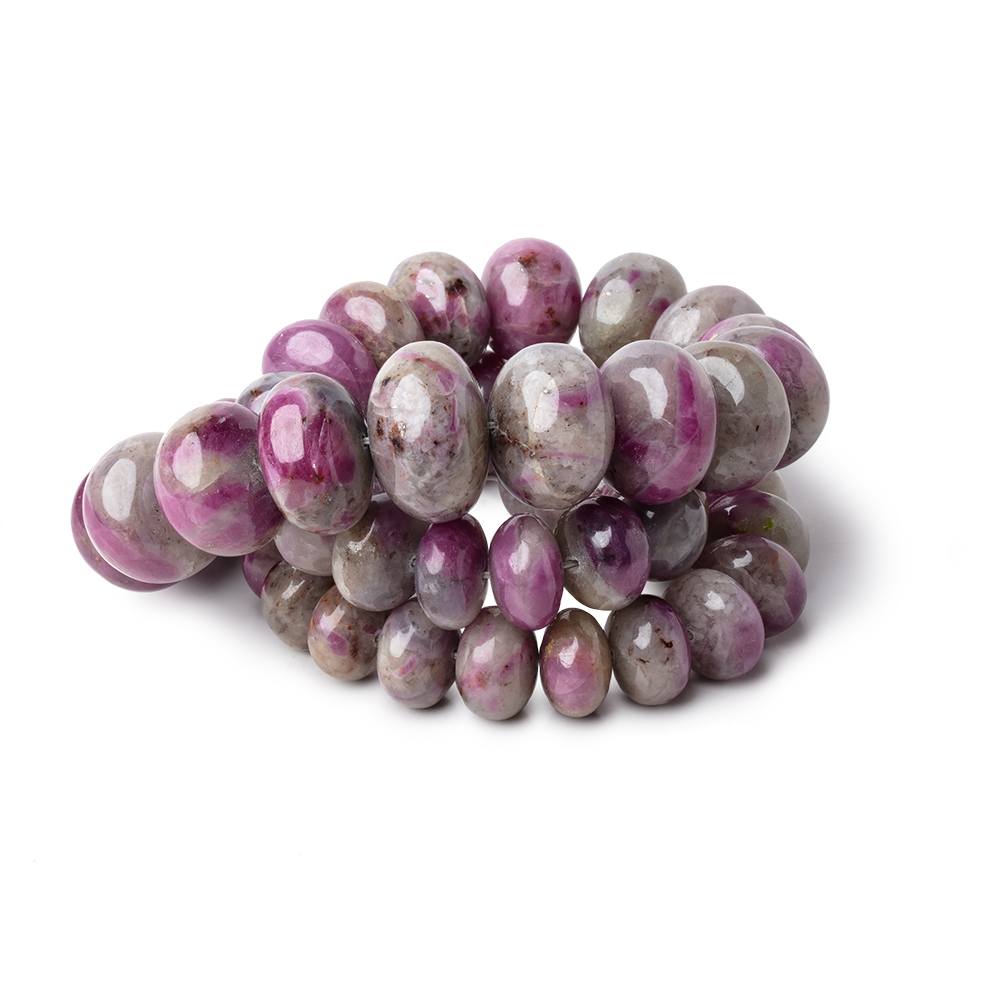 11-19mm Ruby in Marble Matrix Plain Rondelles 17.5 inch 48 Beads 1mm Hole - Beadsofcambay.com