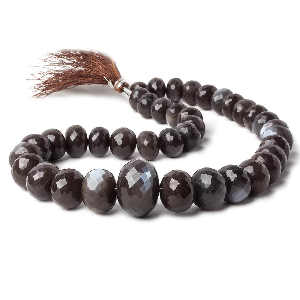 11-23mm Chocolate Brown Moonstone faceted rondelle beads 16 inch 39 pieces - Beadsofcambay.com