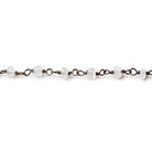 3mm Rainbow & White Moonstone faceted rondelle Black Gold Chain by the foot 36 pcs - BeadsofCambay.com