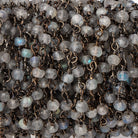 3mm Labradorite faceted rondelle Black Gold Chain by the foot 36 pieces - BeadsofCambay.com
