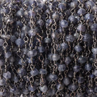 3mm Iolite faceted rondelle Black Gold Chain by the foot 39 pieces - BeadsofCambay.com