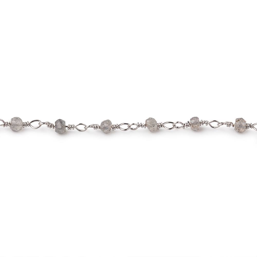 3mm Labradorite faceted rondelle Silver Plated Chain - BeadsofCambay.com