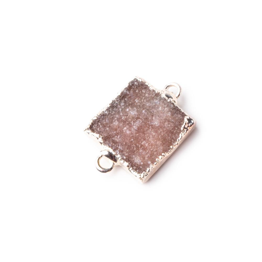 Beadsofcambay 16.5x16.5mm Silver Leafed Square Drusy Focal Connector 1 piece