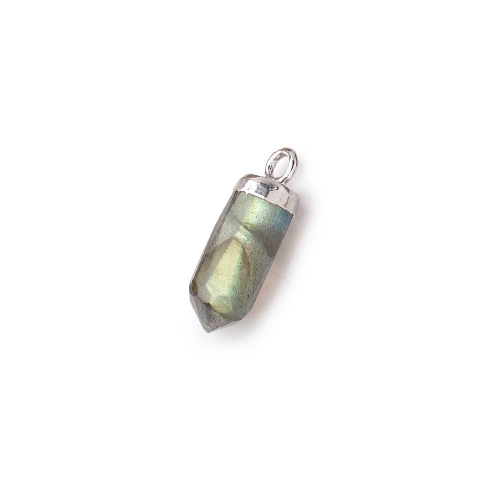 16x5mm Silver Leafed Labradorite Spike Pendant 1 piece - BeadsofCambay.com