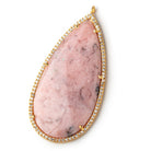 50x25mm Vermeil Bezeled White CZ & Pink Opal Faceted Pear Pendant 1 piece