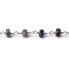6mm Iolite faceted rondelle Silver Chain by the foot 30 pcs - BeadsofCambay.com