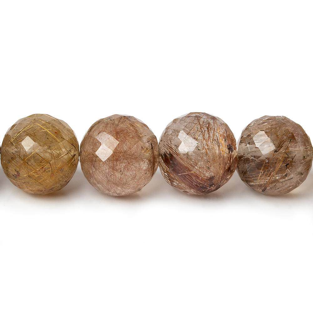 11.5-12mm Golden Rutilated Quartz Faceted Round Beads 16 inch 33 pieces - Beadsofcambay.com