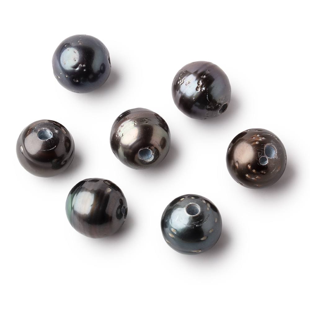 11.5-12mm Peacock Tahitian 2.5mm Large Hole Saltwater Focal Beads 1 piece - Beadsofcambay.com