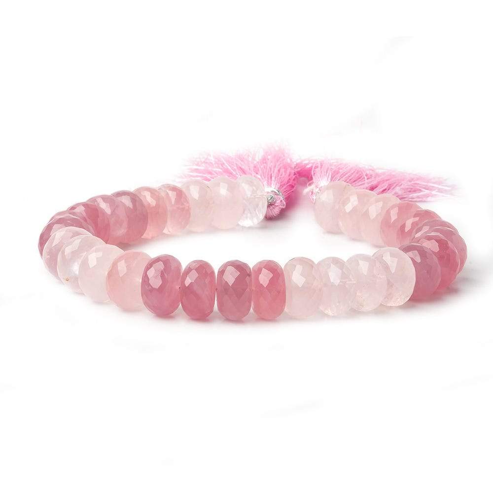 13mm Shaded Rose Quartz faceted rondelle beads 8.5 inch 28 pieces AA - Beadsofcambay.com