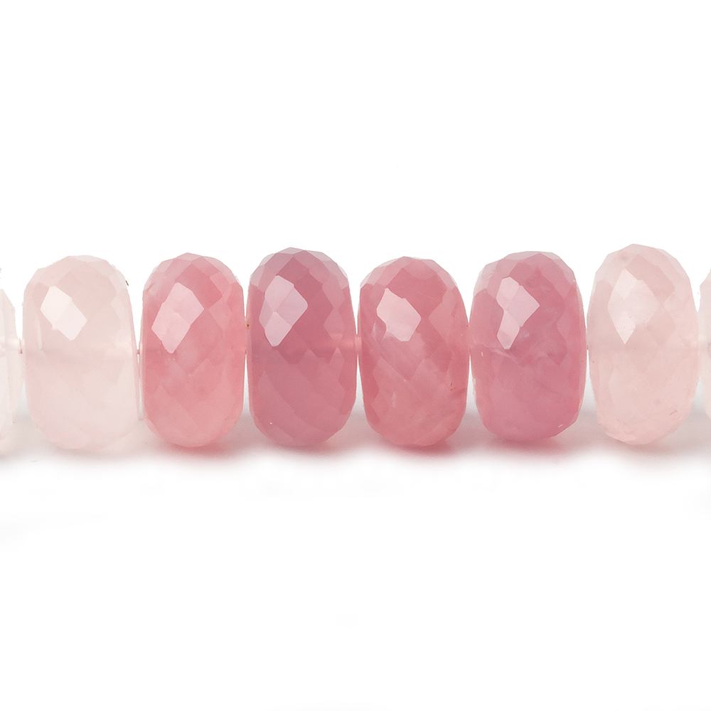 13mm Shaded Rose Quartz faceted rondelle beads 8.5 inch 28 pieces AA - Beadsofcambay.com