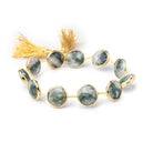 11.5-12mm Vermeil Bezel Peacock Solar Quartz Faceted Coins 7 inch 10 Beads - Beadsofcambay.com