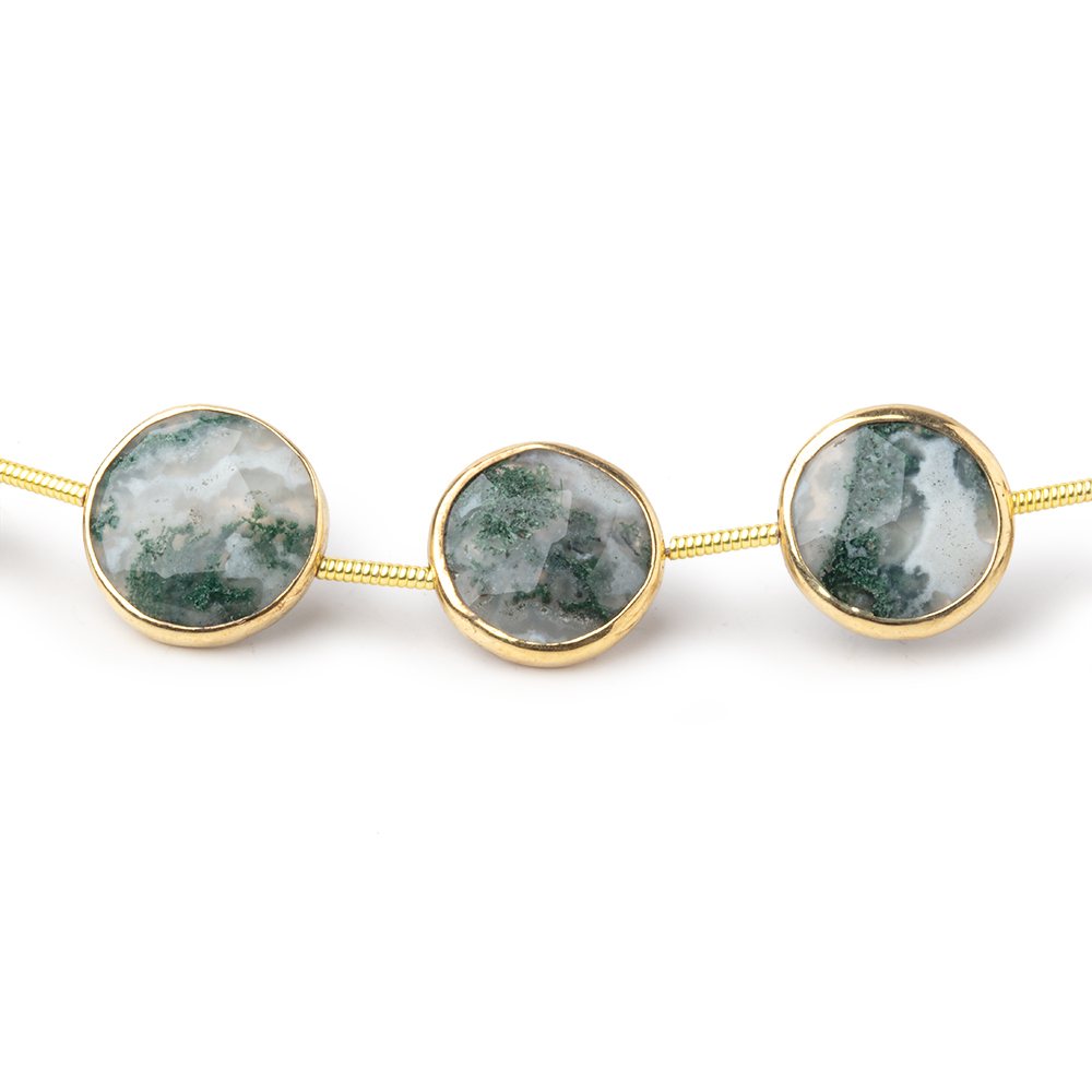 11.5-12mm Vermeil Bezel Peacock Solar Quartz Faceted Coins 7 inch 10 Beads - Beadsofcambay.com