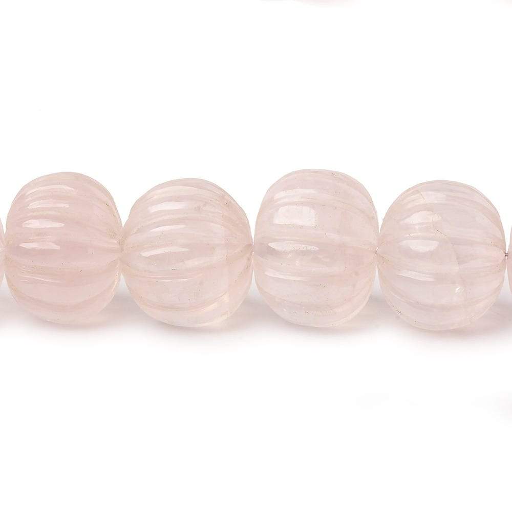 11.5-14.5mm Rose Quartz Carved Rondelle Melon Beads 16 inch 46 pieces AA - Beadsofcambay.com